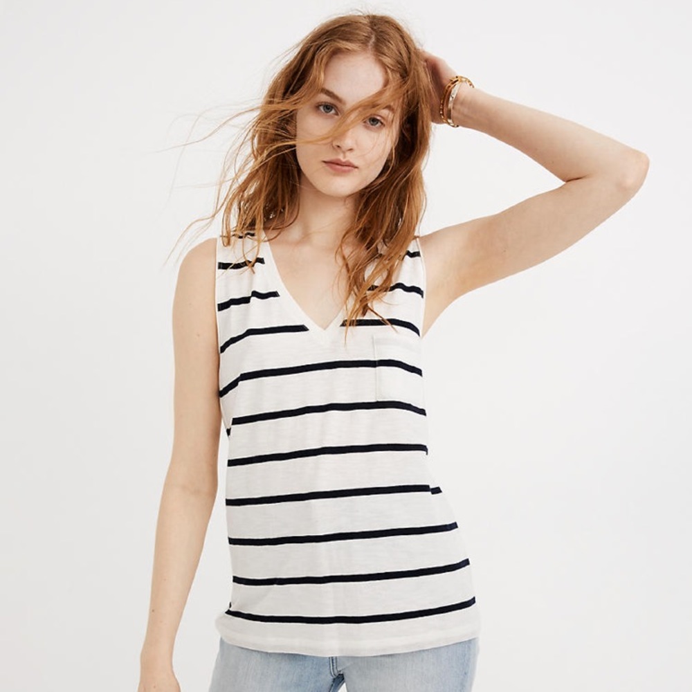Madewell Whisper Cotton V-Neck Pocket Tank